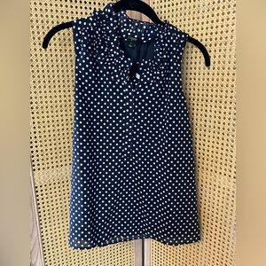 J. Crew Dark Blue Polka Dot Ruffle Blouse